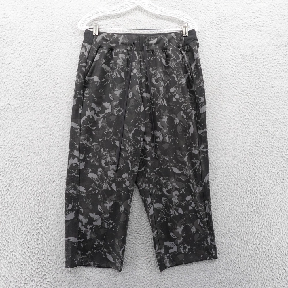 LIVI Lane Bryant Mid Rise Knit Interlock Capri Pants 10/12 Black Gray Women Flex
